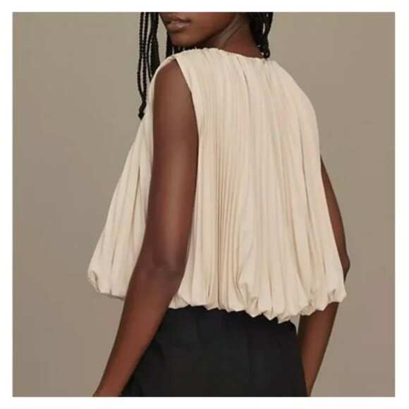 NWT Anthropologie Mare Mare Pleated Neutral Top Sz XL - Picture 3 of 13